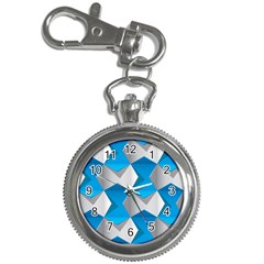 Blue White Grey Chevron Key Chain Watches by Mariart