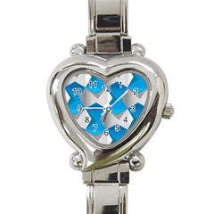 Blue White Grey Chevron Heart Italian Charm Watch