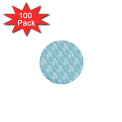 Christmas Day Ribbon Blue 1  Mini Buttons (100 Pack) 