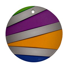 Colorful Geometry Shapes Line Green Grey Pirple Yellow Blue Round Ornament (two Sides) by Mariart