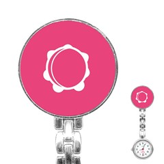 Circle White Pink Stainless Steel Nurses Watch by Mariart