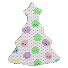 Egg Easter Smile Face Cute Babby Kids Dot Polka Rainbow Christmas Tree Ornament (two Sides)