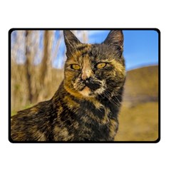 Adult Wild Cat Sitting And Watching Fleece Blanket (small) by dflcprints