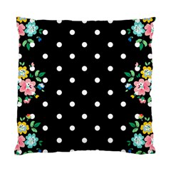 Flower Frame Floral Polkadot White Black Standard Cushion Case (one Side) by Mariart