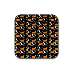 Ghost Pumkin Craft Halloween Hearts Rubber Coaster (square)  by Mariart