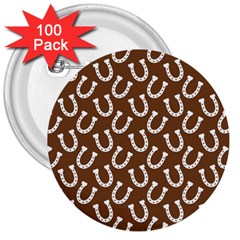 Horse Shoes Iron White Brown 3  Buttons (100 Pack)  by Mariart