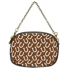 Horse Shoes Iron White Brown Chain Purses (one Side)  by Mariart