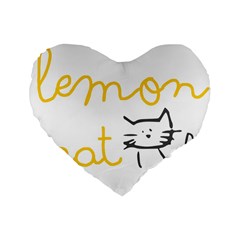Lemon Animals Cat Orange Standard 16  Premium Heart Shape Cushions by Mariart