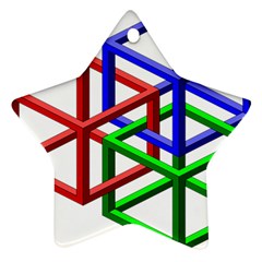 Impossible Cubes Red Green Blue Star Ornament (two Sides)
