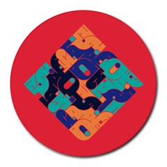 Plaid Red Sign Orange Blue Round Mousepads by Mariart