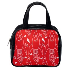 Moon Red Rocket Space Classic Handbags (one Side) by Mariart