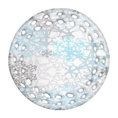 Sign Flower Floral Transparent Round Filigree Ornament (two Sides) by Mariart