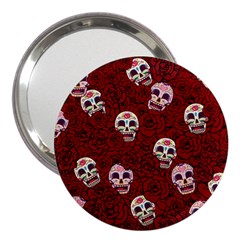 Funny Skull Rosebed 3  Handbag Mirrors by designworld65