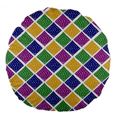 African Illutrations Plaid Color Rainbow Blue Green Yellow Purple White Line Chevron Wave Polkadot Large 18  Premium Round Cushions