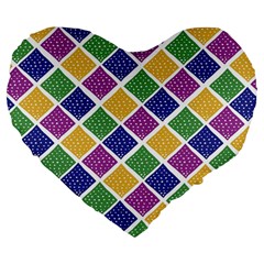 African Illutrations Plaid Color Rainbow Blue Green Yellow Purple White Line Chevron Wave Polkadot Large 19  Premium Flano Heart Shape Cushions by Mariart