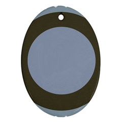 Circle Round Grey Blue Oval Ornament (two Sides)