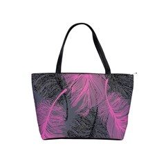Feathers Quill Pink Grey Shoulder Handbags