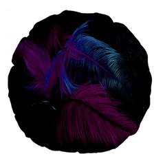 Feathers Quill Pink Black Blue Large 18  Premium Flano Round Cushions