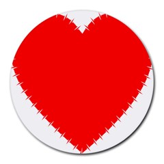 Heart Rhythm Inner Red Round Mousepads