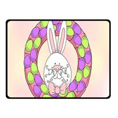 Make An Easter Egg Wreath Rabbit Face Cute Pink White Double Sided Fleece Blanket (small)  by Mariart