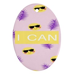 I Can Purple Face Smile Mask Tree Yellow Oval Ornament (two Sides) by Mariart