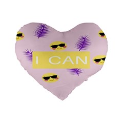 I Can Purple Face Smile Mask Tree Yellow Standard 16  Premium Flano Heart Shape Cushions