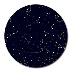 Star Zodiak Space Circle Sky Line Light Blue Yellow Round Mousepads