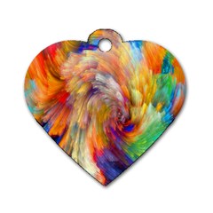 Rainbow Color Splash Dog Tag Heart (one Side)