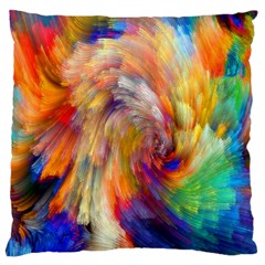 Rainbow Color Splash Large Cushion Case (one Side)