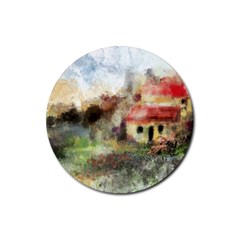 Old Spanish Village Rubber Coaster (round)  by digitaldivadesigns