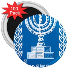 Emblem Of Israel 3  Magnets (100 Pack) by abbeyz71