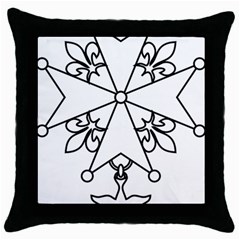 Huguenot Cross Throw Pillow Case (black) by abbeyz71