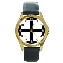 Cross Potent  Round Gold Metal Watch by abbeyz71