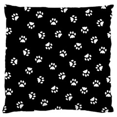 Footprints Cat White Black Large Cushion Case (two Sides) by EDDArt