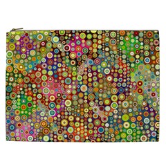 Multicolored Retro Spots Polka Dots Pattern Cosmetic Bag (xxl) 