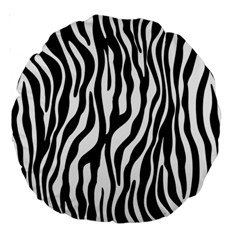 Zebra Stripes Pattern Traditional Colors Black White Large 18  Premium Round Cushions by EDDArt