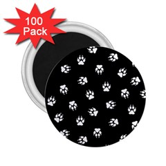 Footprints Dog White Black 2 25  Magnets (100 Pack)  by EDDArt