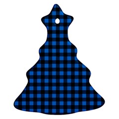 Lumberjack Fabric Pattern Blue Black Ornament (christmas Tree)  by EDDArt