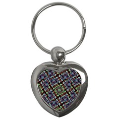Colorful Floral Collage Pattern Key Chains (heart)  by dflcprints