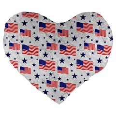 Flag Of The Usa Pattern Large 19  Premium Heart Shape Cushions by EDDArt