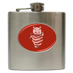 Red Stupid Self Eating Gluttonous Pig Hip Flask (6 Oz) by CreaturesStore
