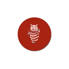 Red Stupid Self Eating Gluttonous Pig Golf Ball Marker by CreaturesStore