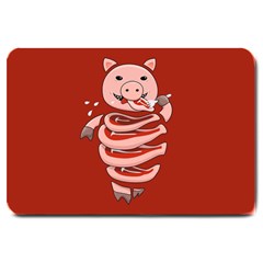 Red Stupid Self Eating Gluttonous Pig Large Doormat  by CreaturesStore