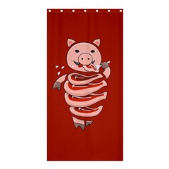 Red Stupid Self Eating Gluttonous Pig Shower Curtain 36  X 72  (stall)  by CreaturesStore