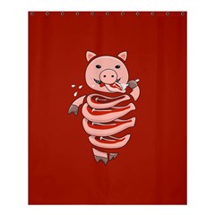 Red Stupid Self Eating Gluttonous Pig Shower Curtain 60  X 72  (medium)  by CreaturesStore