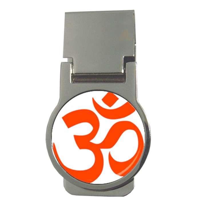 Hindu Om Symbol (Orange) Money Clips (Round) 