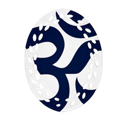 Hindu Om Symbol (dark Blue) Oval Filigree Ornament (two Sides) by abbeyz71