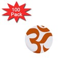 Hindu Om Symbol (Chocolate Brown) 1  Mini Buttons (100 pack) 