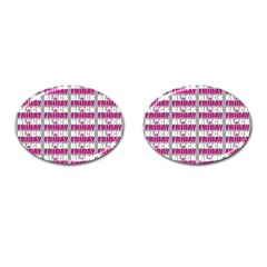 Black Friday Sale White Pink Disc Cufflinks (oval)