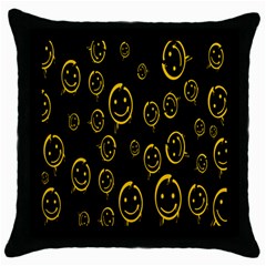 Face Smile Bored Mask Yellow Black Throw Pillow Case (black) by Mariart